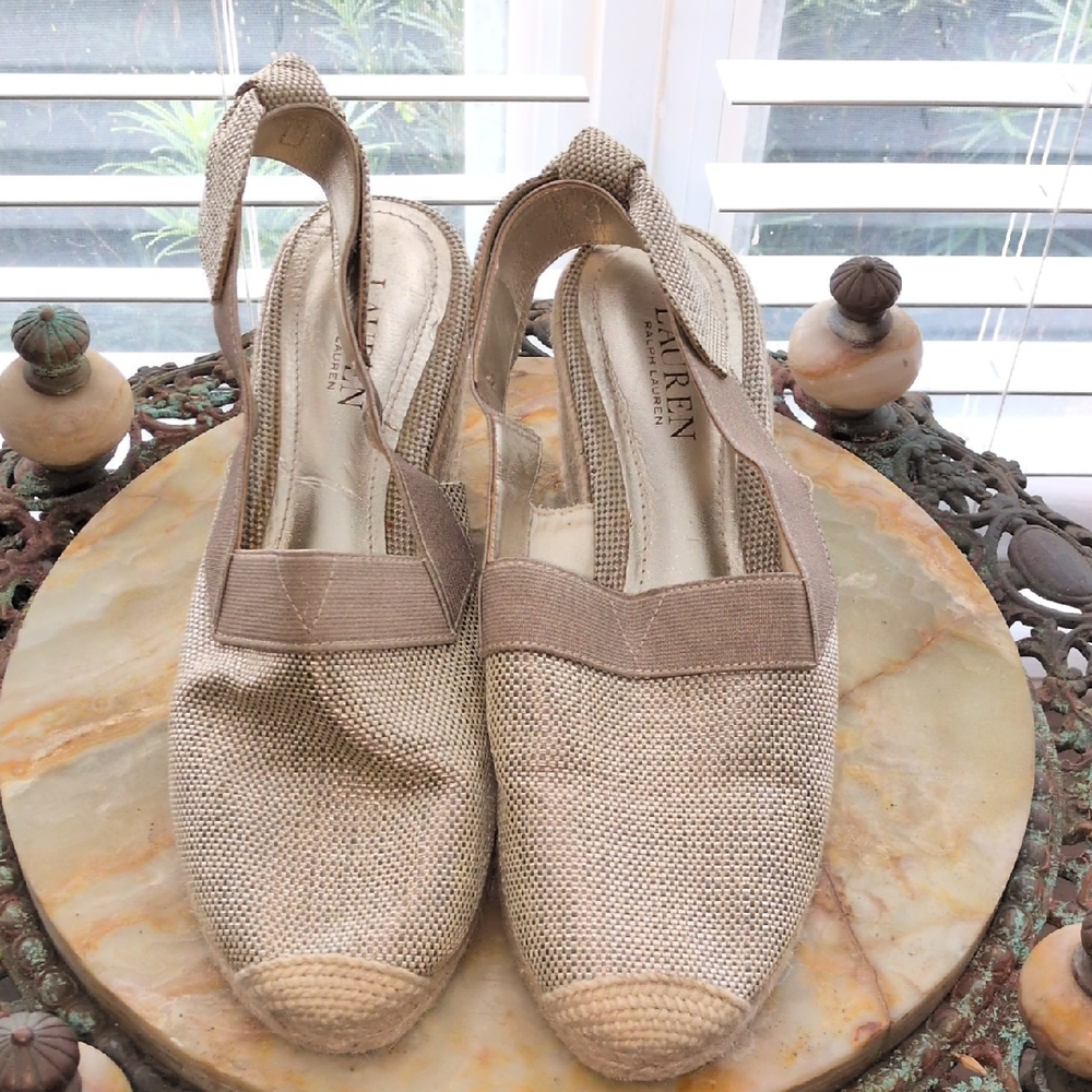 Ralph Lauren Beige Espadrille Sandals Size 10